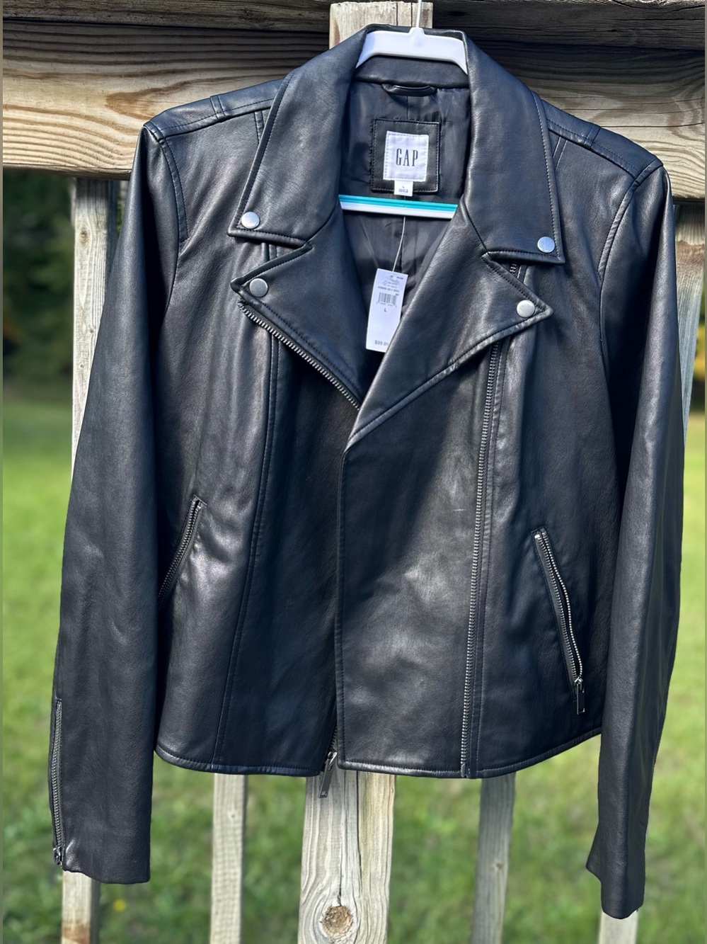 GAP Black Moto Jacket with Zip Details